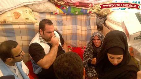 بهداد سلیمی و همسرش در میان زلزله زدگان آذربایجان
