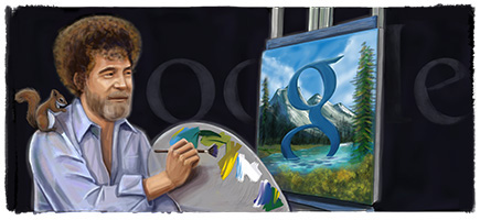 لوگوی گوگل به مناسبت هفتادمین سال تولد باب راس
