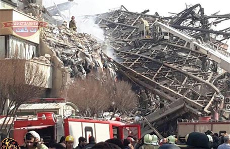 به دنبال آتش سوزی های سریالی پسابرجامی، اینبار ساختمان پلاسکو 20 طبقه تهران فرو ریخت